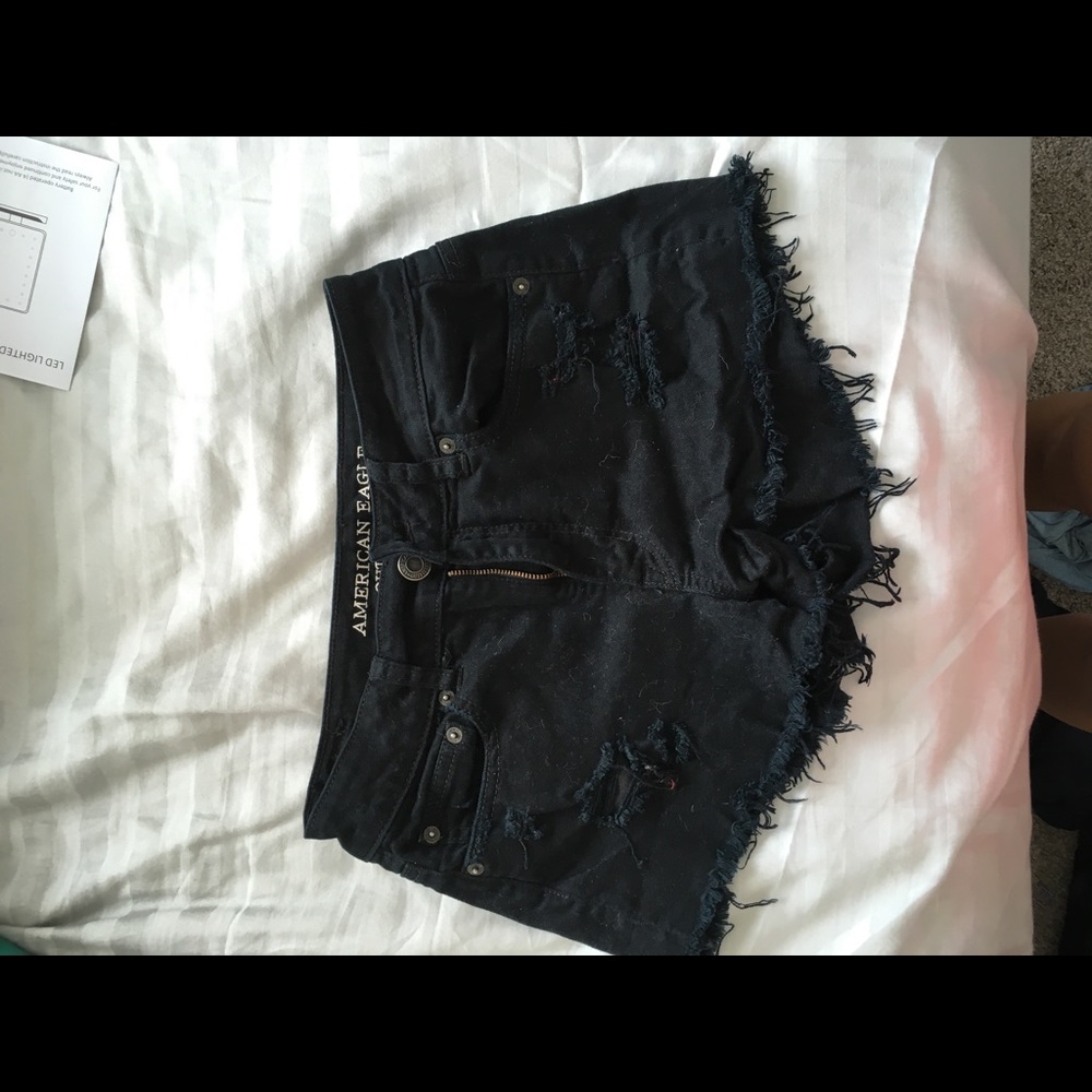 High waisted black American eagle shorts